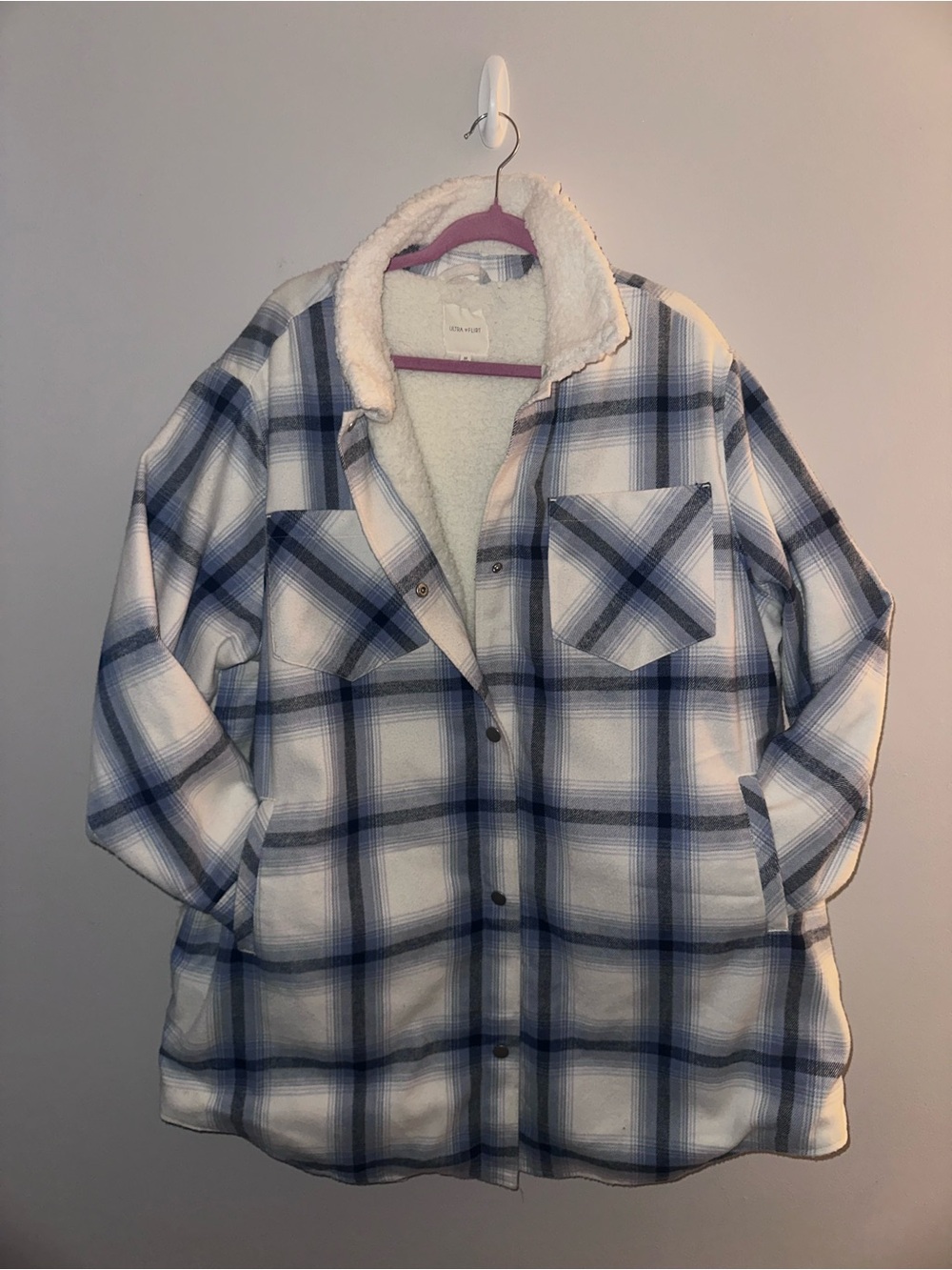 Ultra Flirt 3X Plaid Sherpa Lined Shacket Oversized Plus Size Jacket